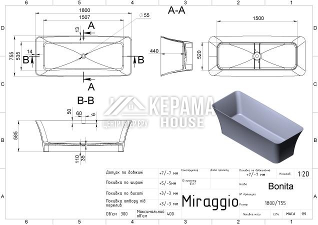 Bonita Mirasoft ванна Miraggio